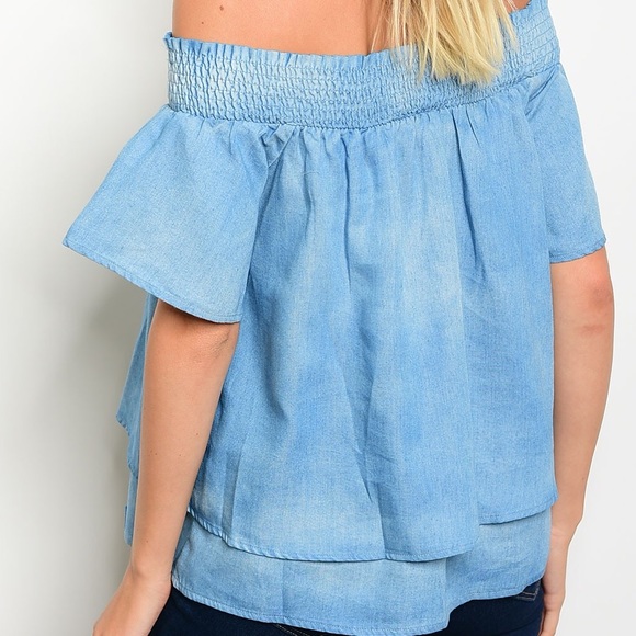 Denim Off The Shoulder Top | Last One - Picture 2 of 6