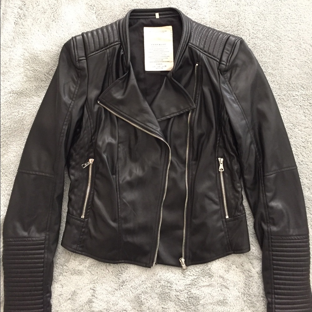 Zara vegan leather motorcycle jacket