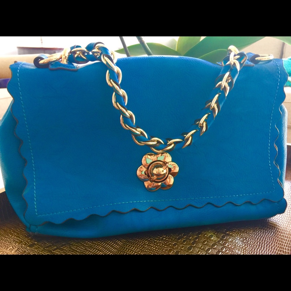Blue Boutique Handbag with Shoulder Strap