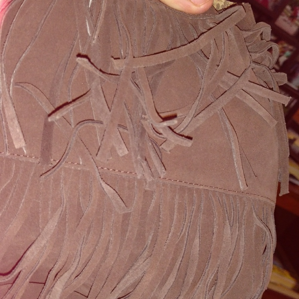 Brown suede backpack purse