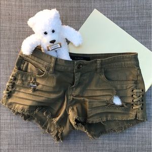 Billabong Lite Hearted Distressed Green Shorts
