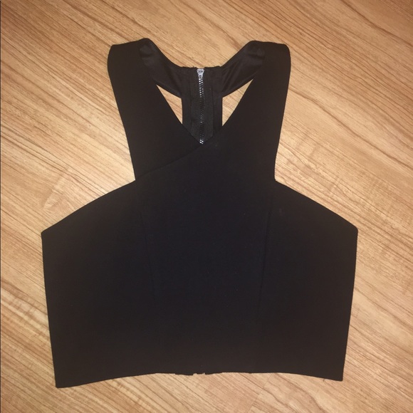 Black zip up crop top - Picture 4 of 4
