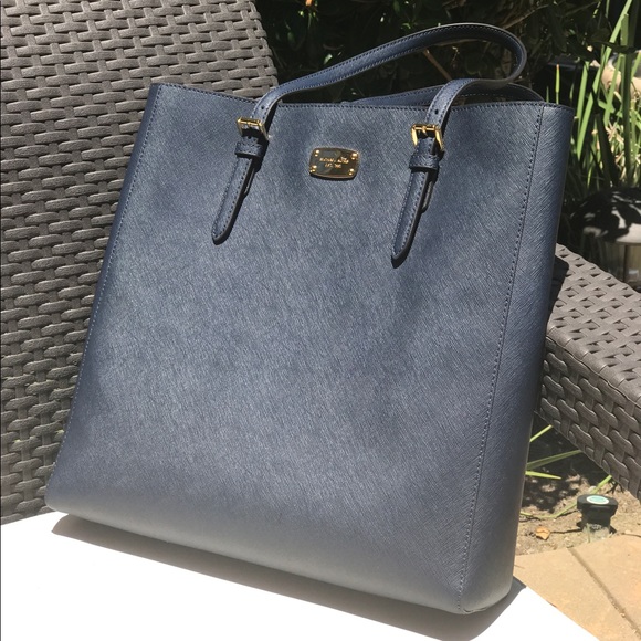 Michael Kors Leather Navy Purse/Tote - Picture 1 of 4
