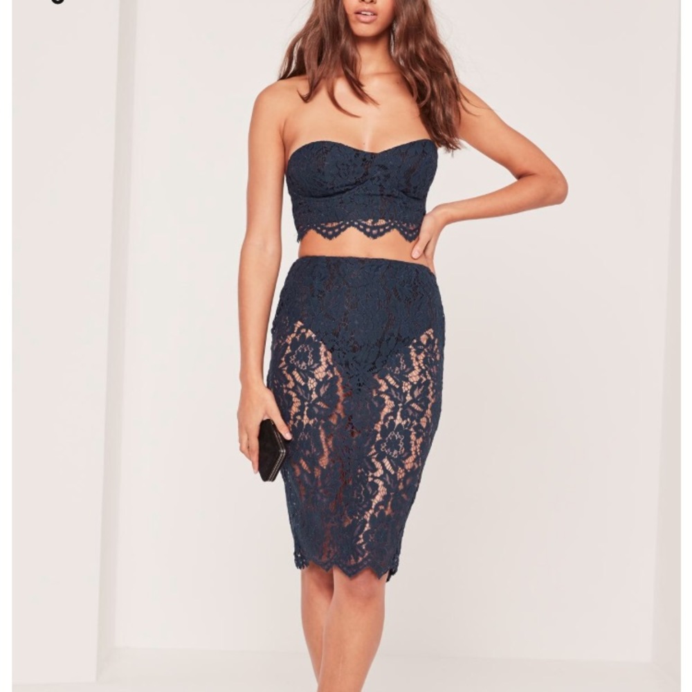 Navy two piece skirt and top