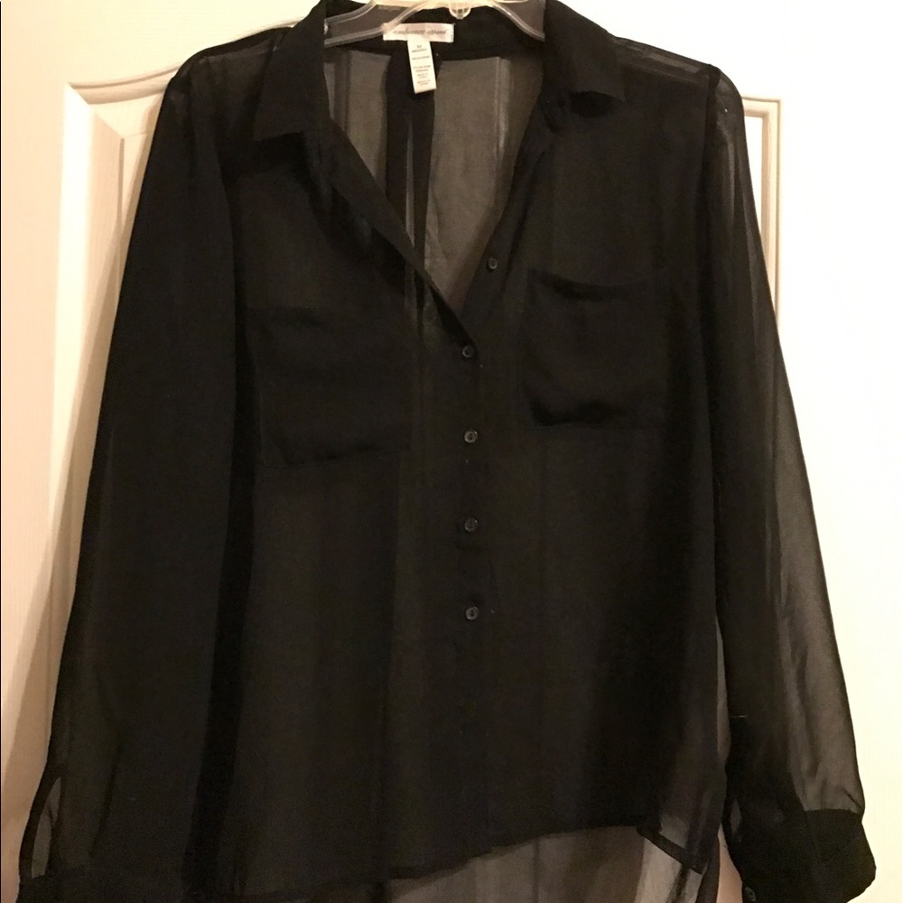 Black see through blouse