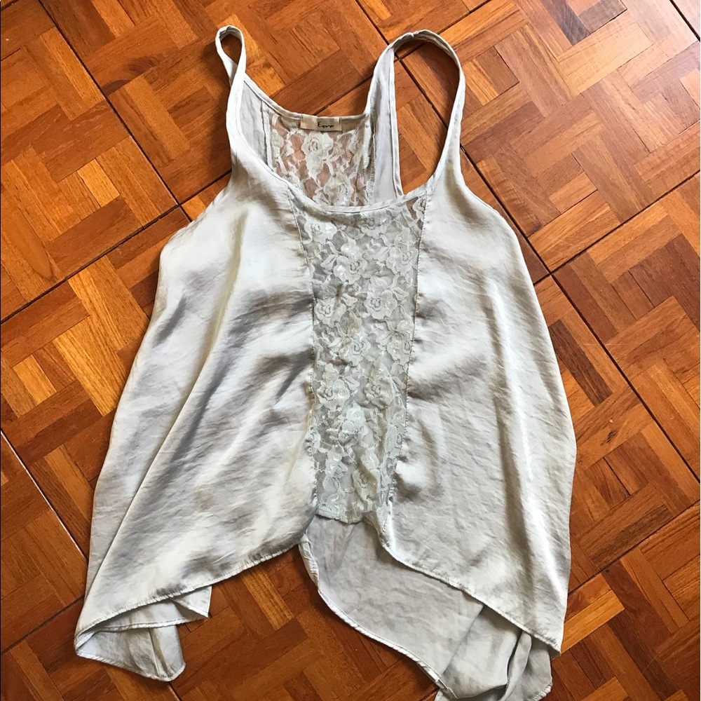 Shark Bite 100% Silk Tunic w/ Lace Detail