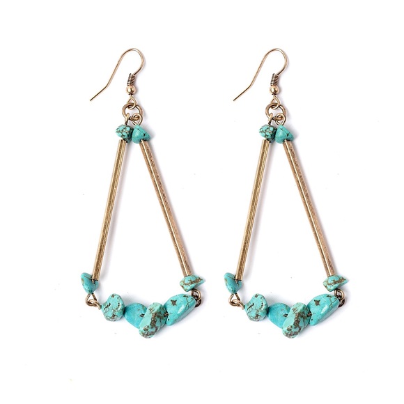 Free People Jewelry - FLASH SALE❣️✨Turquoise Pebble Triangle Earrings✨