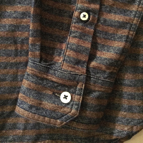 Goodale Mens Button Down Shirt, Navy/Brown Stripe - Picture 4 of 6