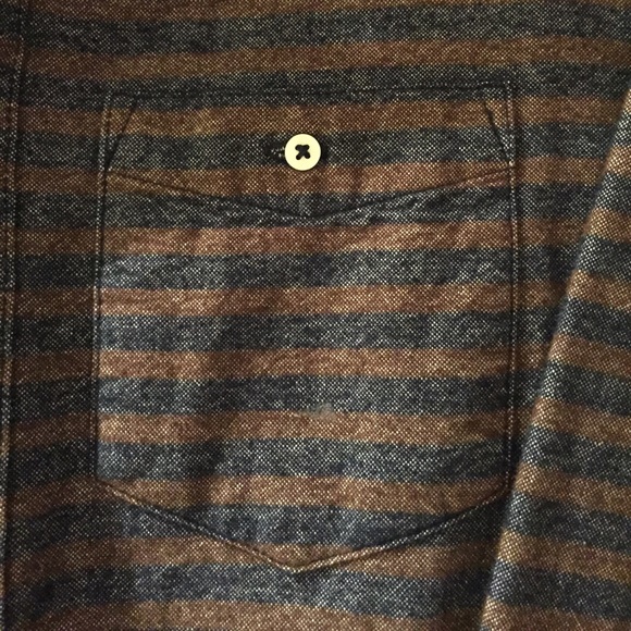 Goodale Mens Button Down Shirt, Navy/Brown Stripe - Picture 6 of 6