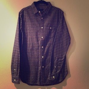 Goodale Mens Button Down Shirt, Navy/Brown Stripe