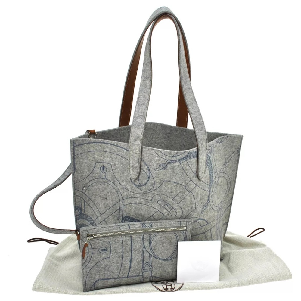 Hermes grey wool Karimi tote