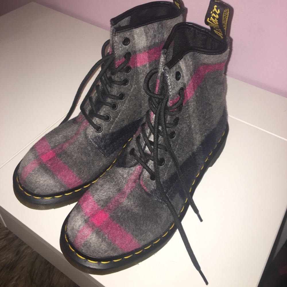 Dr. Martens Flannel Plaid Ankle Boots