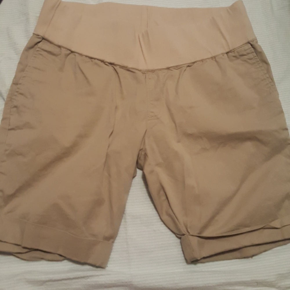 Khaki maternity shorts