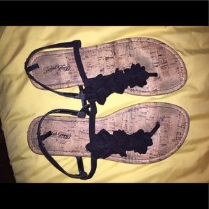 Black Flower Sandals