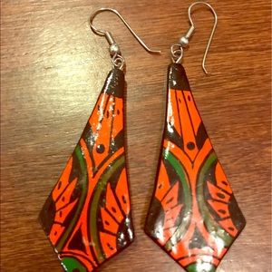 Aboriginal orange and black earrings