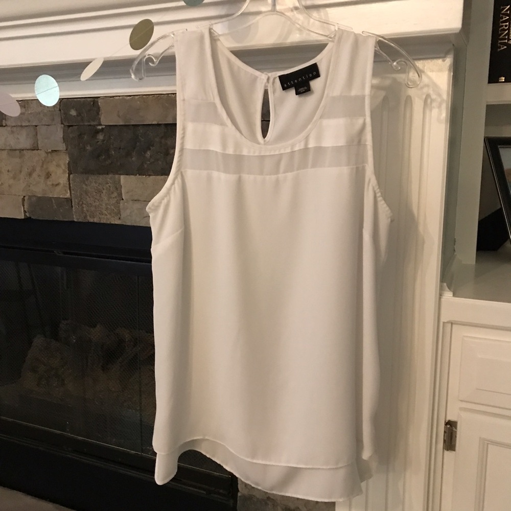 Attention White Sheer Panel Blouse