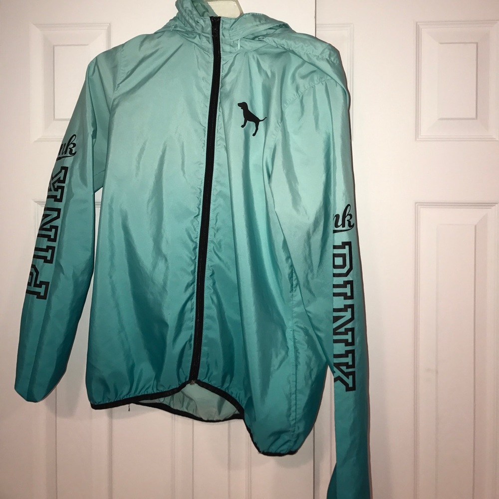 Blue pink windbreaker.