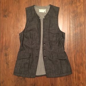 rag & bone women's denim vest with gingham lining