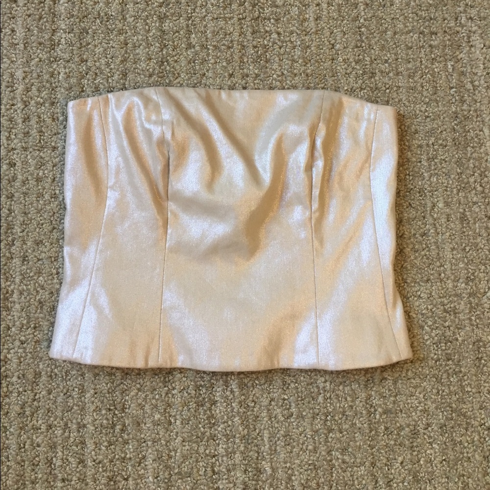 Metallic Gold Linen Carlisle Bustier Top