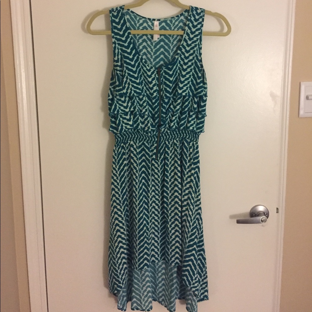 Blue High Low Ruffle Dress