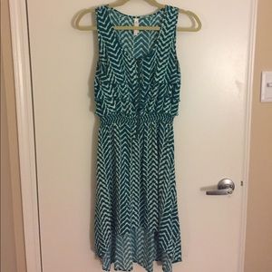 Blue High Low Ruffle Dress