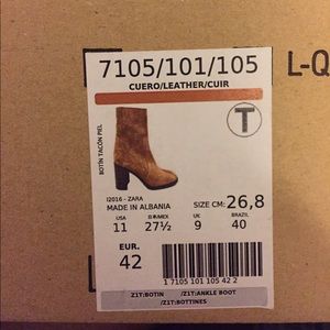 ZARA Genuine Leather Ankle Boots RARE SIZE