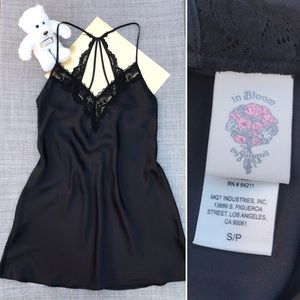 In Bloom by Jonquil Satin Chemise Black Lace Small