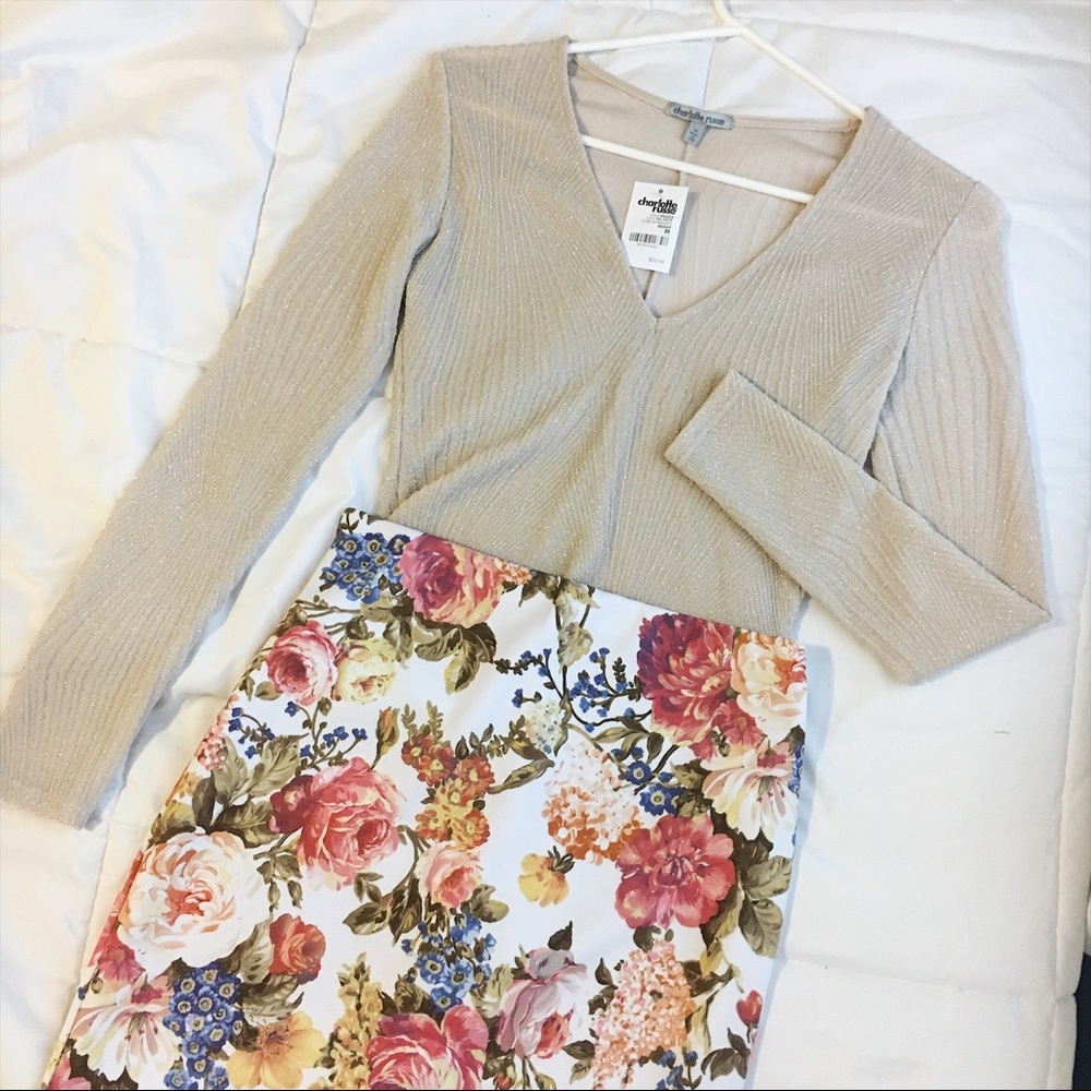 NWT shimmery nude bodysuit
