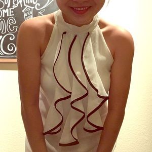 BCX white and black statement ruffle tank