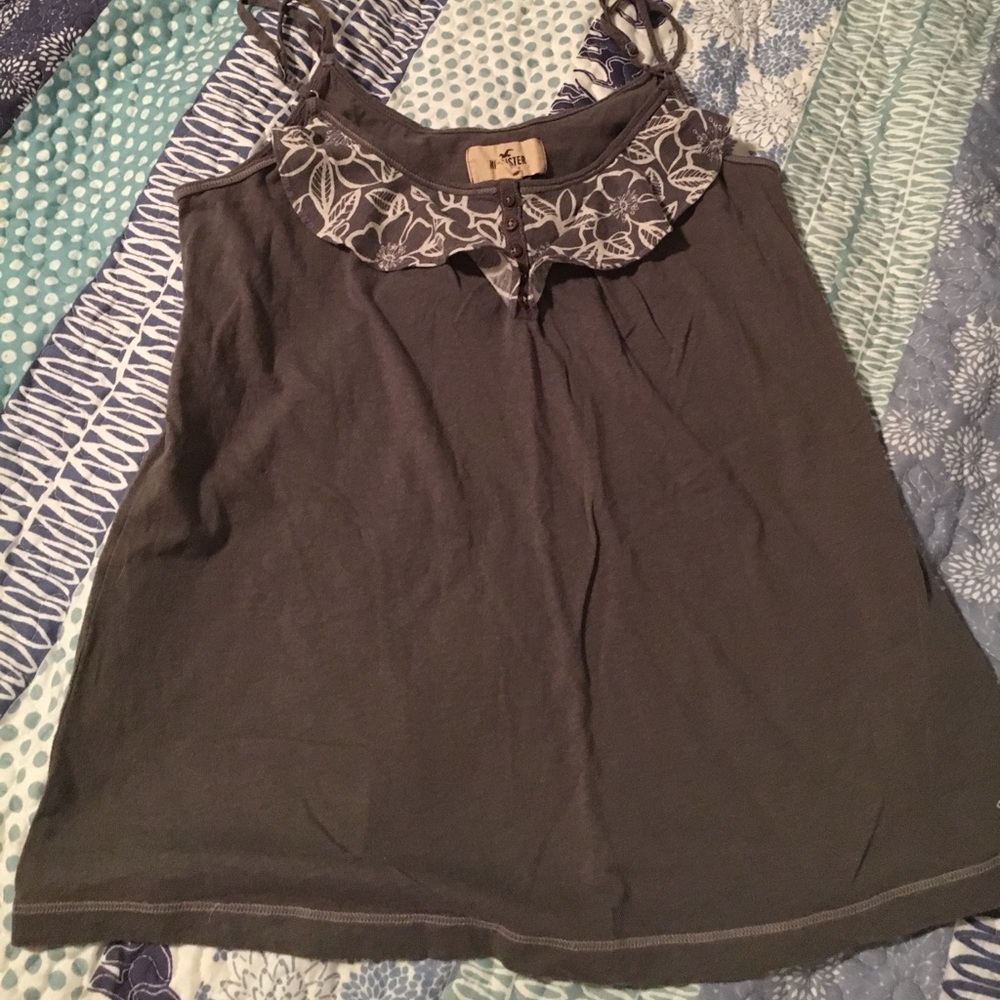 Hollister grey and floral tank top