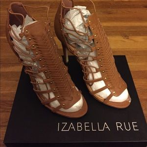 BRAND NEW! Tan Lace Up High Heel Sandal. Rare Size