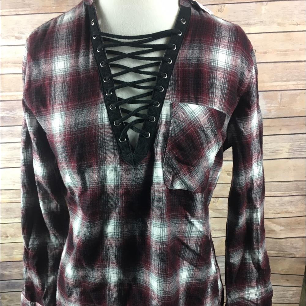 rue 21 lace up red flannel