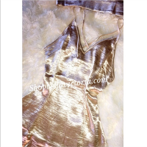 Lady in Gold Slip Satin Silky Slip Choker Dress - Picture 3 of 3