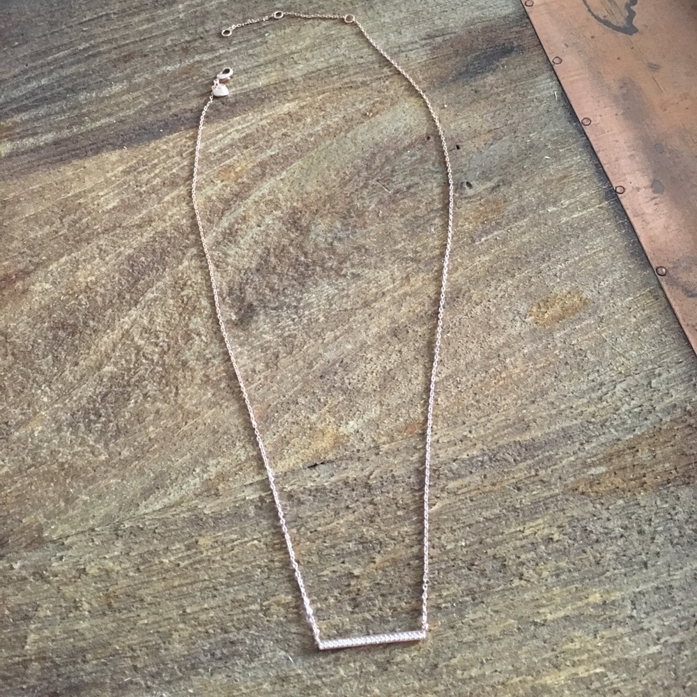 Rose Gold Pavé Bar Necklace - Picture 7 of 8
