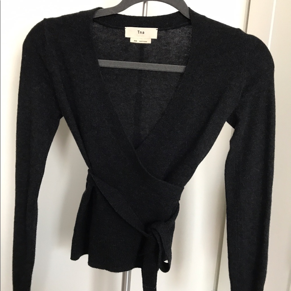 ARITZIA WOOL CASHMERE WRAP TOP SWEATER