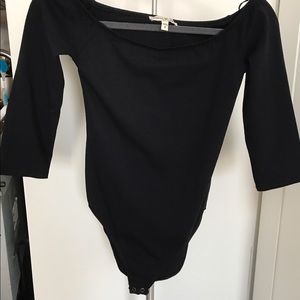 EXPRESS BLACK BODYSUIT OFF THE SHOULDER