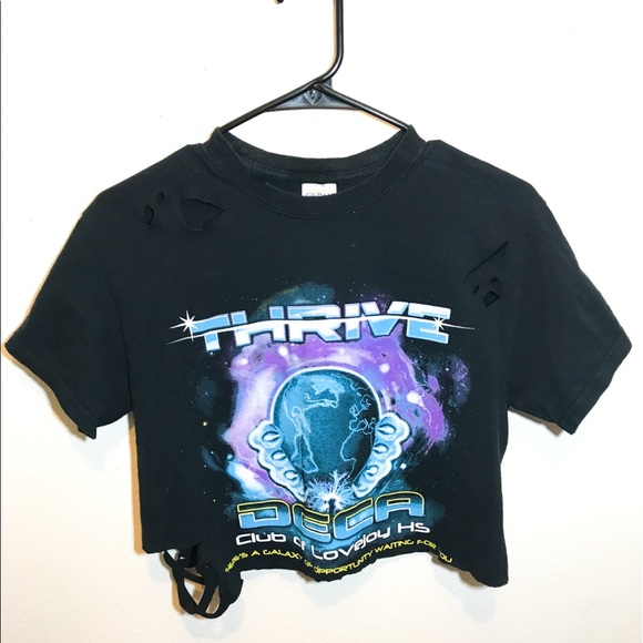 UNIF Tops - Destroyed Thrive Crystal Ball Crop Top