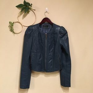 Blue leather jacket