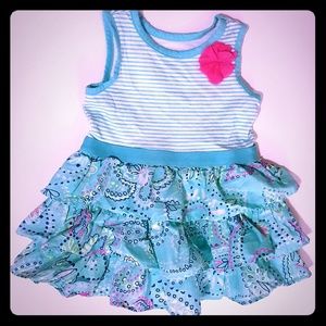 💲6 Turquoise Sleeveless Ruffle Dress 12-18 months