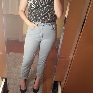 TOPSHOP Moto Mom Jeans, Baby Blue Wash