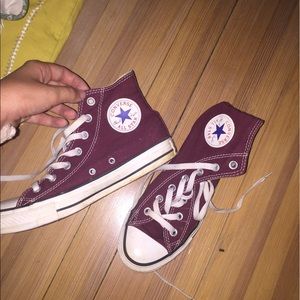 Maroon converse high tops
