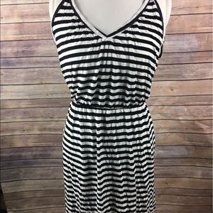 h&m striped strappy dress black and white