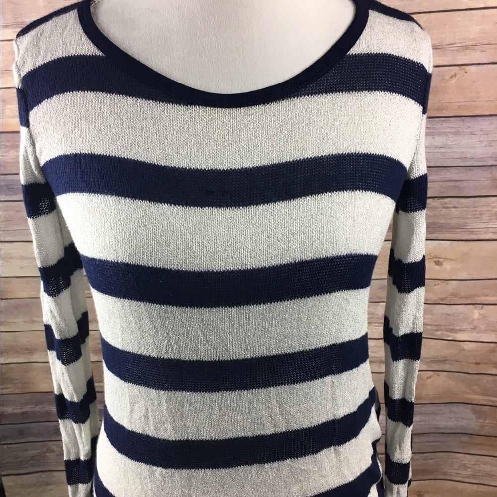navy and white sparkly sweater