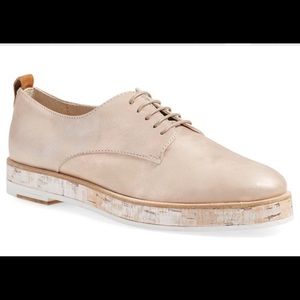 *AGL Double Cork Platform Oxford In Nude Metallic