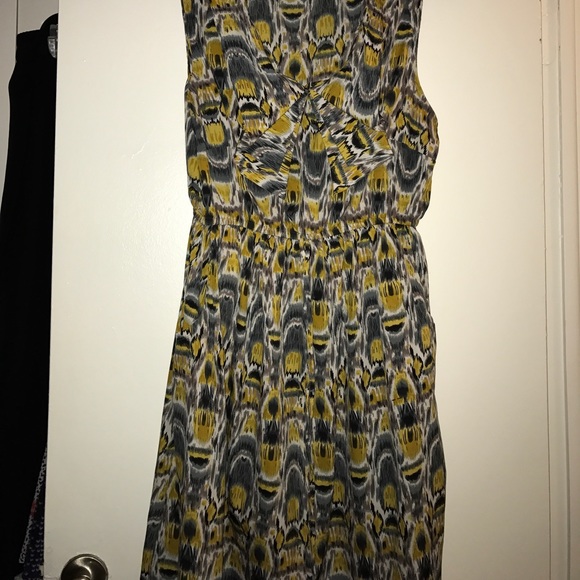 Light summer dress yellow and gray print - Picture 4 of 4