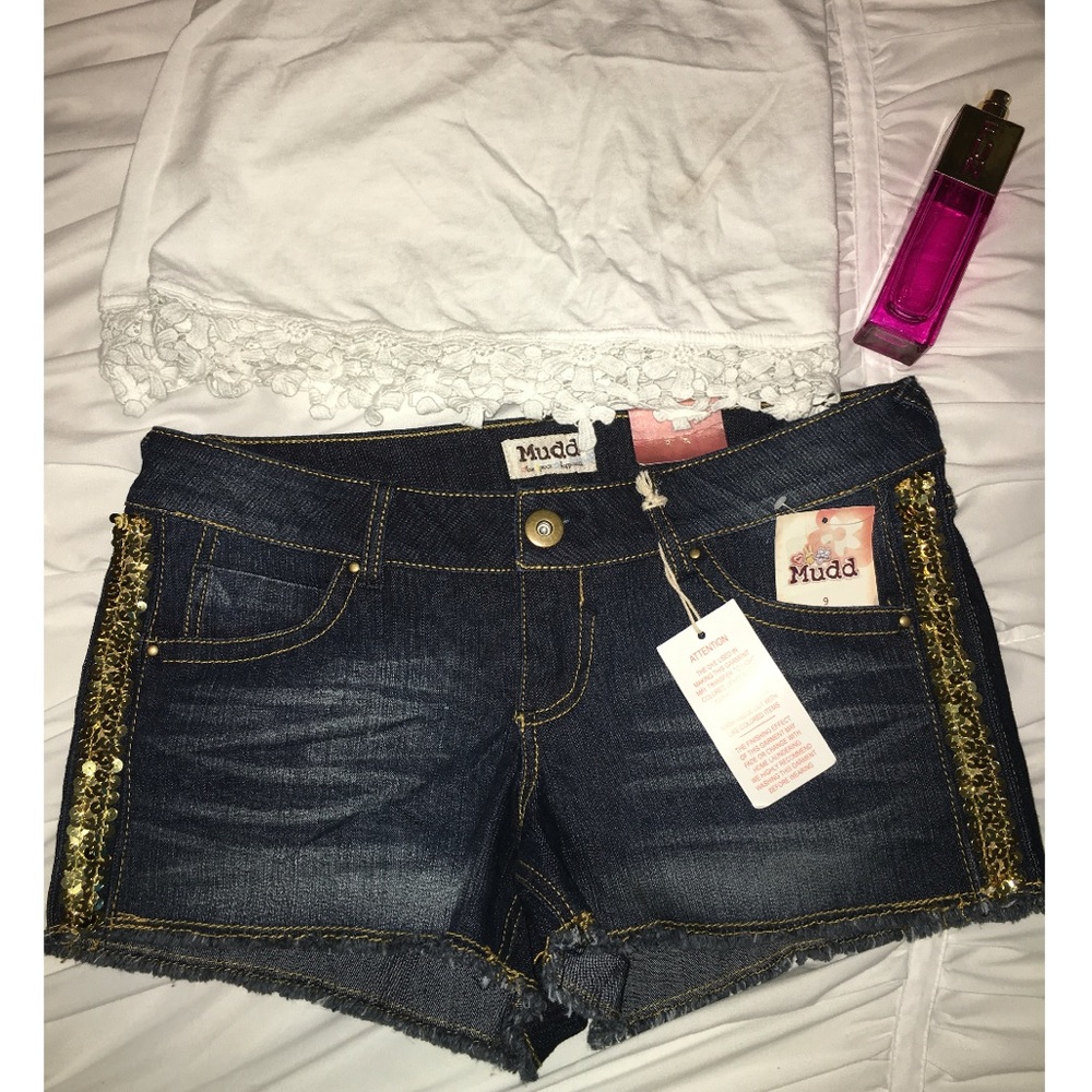 NWT Gold sequin shorts