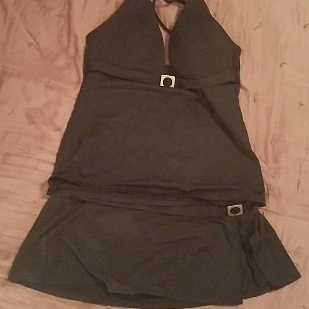 Calvin Klein black tankini w/ short skirt bottom