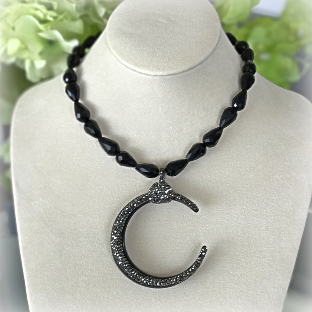 Black Crystal Statement Necklace