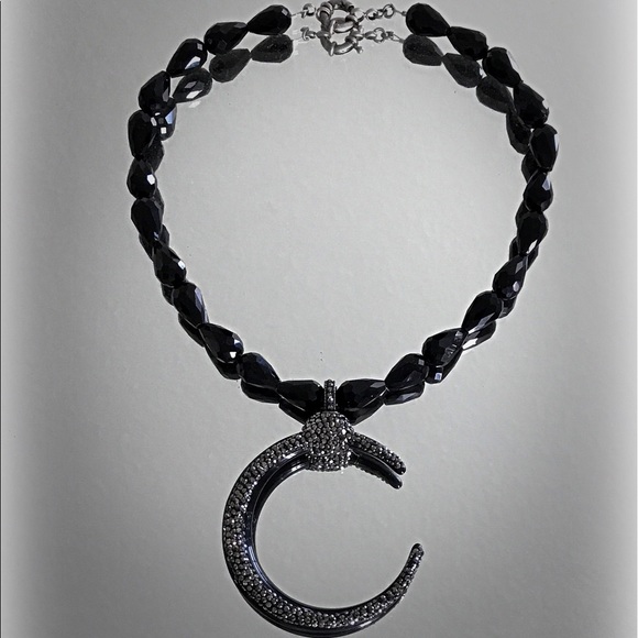 Black Crystal Statement Necklace - Picture 2 of 3