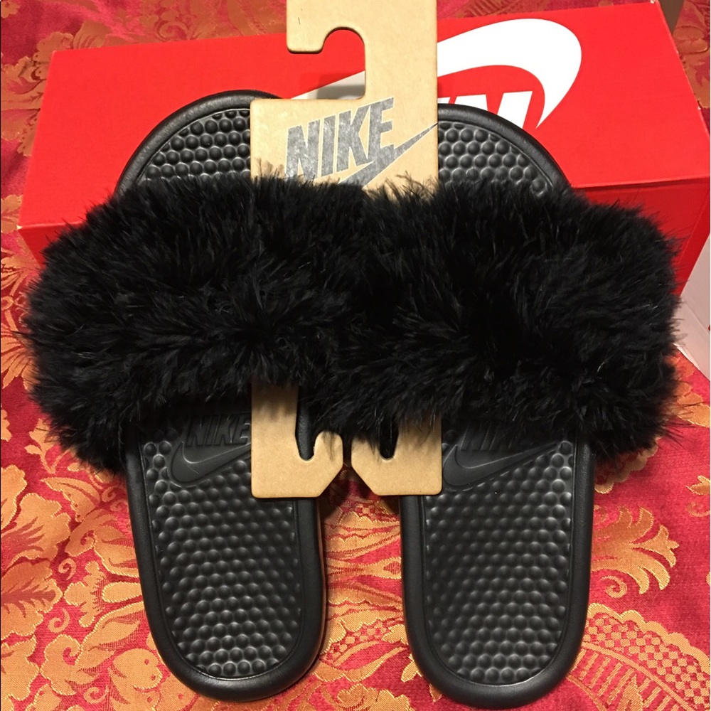 Nike fur slides
